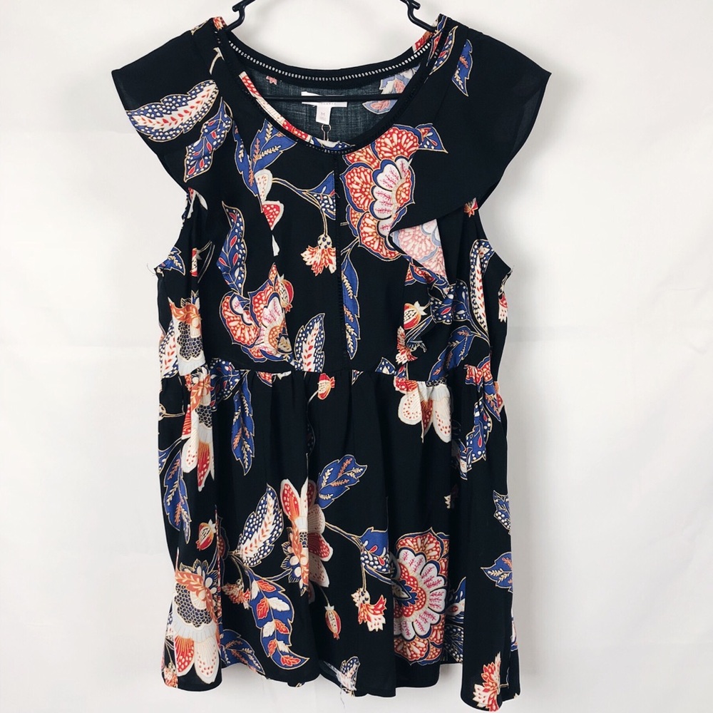 NWT LC Lauren Conrad Floral Flutter Sleeve Blouse